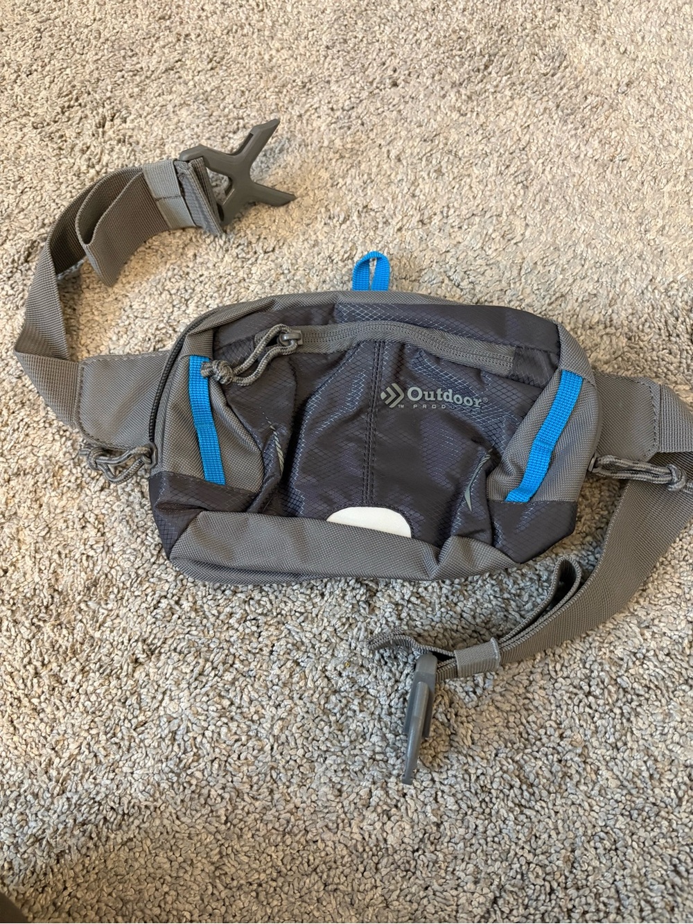 Outdoor Products Gray & Blue Waist Fanny Pack - Hands-Free Travel Belt Bag